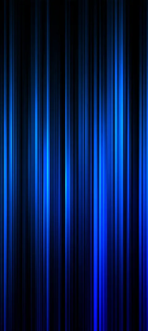 Cool azure streaks fall through midnight dark like digital rain, denser toward the lower half of the frame.