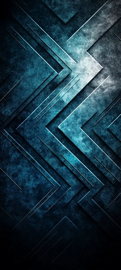 Deep midnight chevron planes lock into an atlas grid — bold geometry with open room for icons.