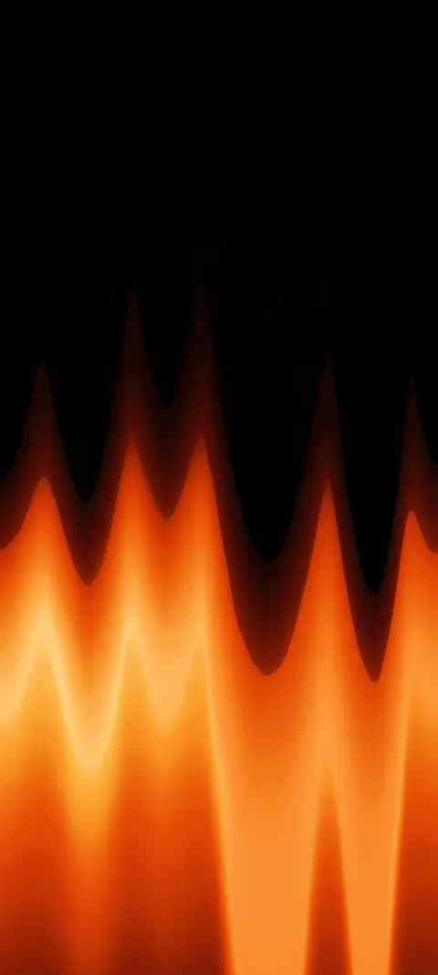 Soft orange flame-like peaks rise from the bottom of a black field, glowing warmer toward the base.