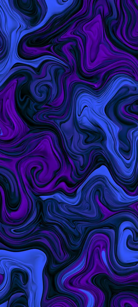 Ultramarine and white marble swirls twist into soft eddies, glossy and calm on a tall screen.